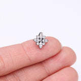 Detail View 2 of Implant Grade Titanium OneFit Threadless Marquise Flower Brilliance Top Part-Clear Gem