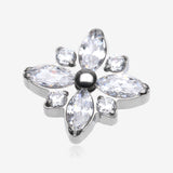 Implant Grade Titanium OneFit Threadless Marquise Flower Brilliance Top Part-Clear Gem