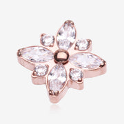 Implant Grade Titanium OneFit Threadless Rose Gold Marquise Flower Brilliance Top Part