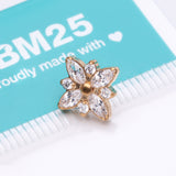 Detail View 3 of Implant Grade Titanium OneFit Threadless Golden Marquise Flower Brilliance Top Part-Clear Gem