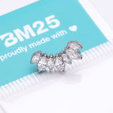 Detail View 3 of Implant Grade Titanium OneFit Threadless Marquise Floral Journey Brilliance Top Part-Clear Gem