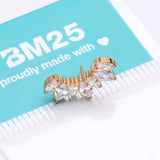Detail View 3 of Implant Grade Titanium OneFit Threadless Golden Marquise Floral Journey Brilliance Top Part-Clear Gem