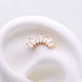 Detail View 1 of Implant Grade Titanium OneFit Threadless Golden Marquise Floral Journey Brilliance Top Part-Clear Gem
