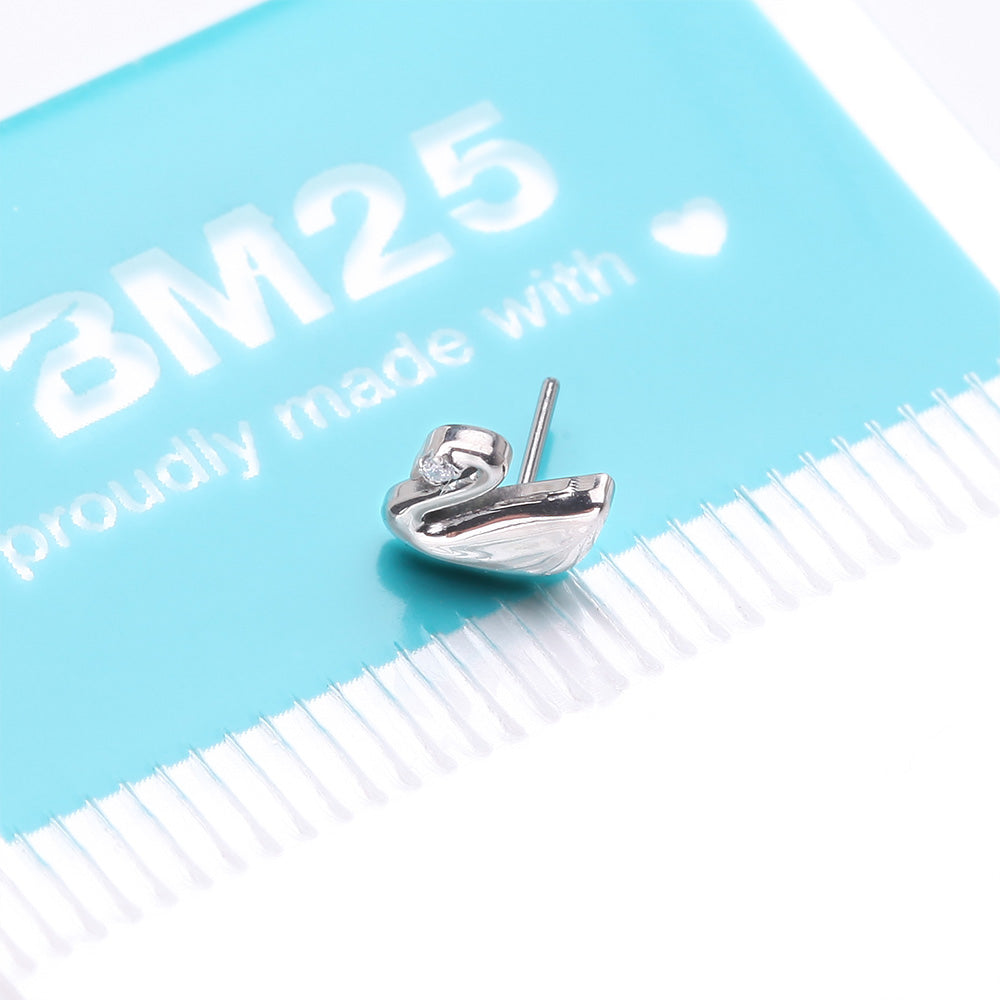 Detail View 4 of Implant Grade Titanium OneFit Threadless Swan Elegance Sparkle Top Part-Clear Gem