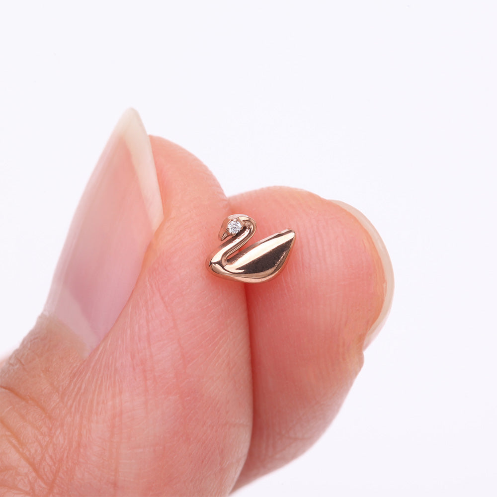 Detail View 2 of Implant Grade Titanium OneFit Threadless Rose Gold Swan Elegance Sparkle Top Part-Clear Gem
