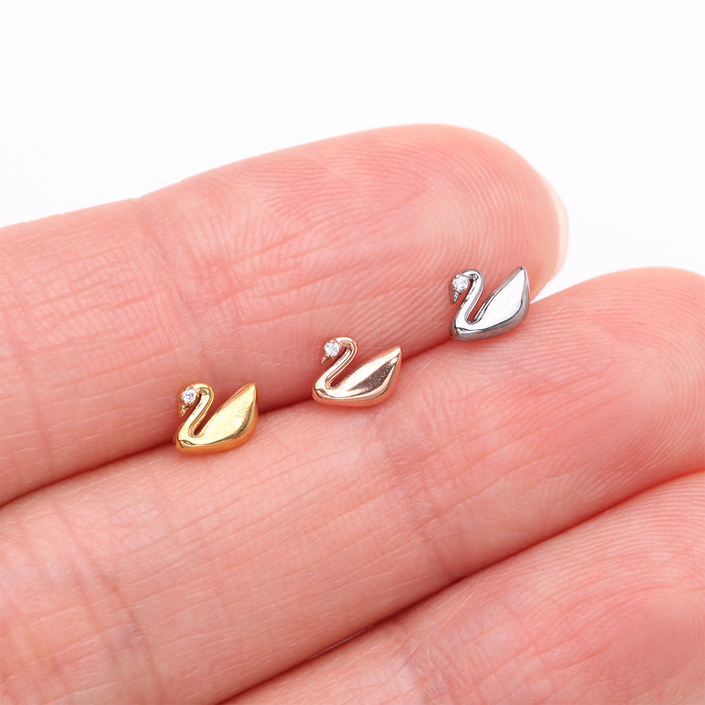 Detail View 3 of Implant Grade Titanium OneFit Threadless Golden Swan Elegance Sparkle Top Part-Clear Gem