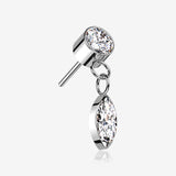 Implant Grade Titanium OneFit Threadless Bezel Set Marquise Dangle Sparkle Top Part