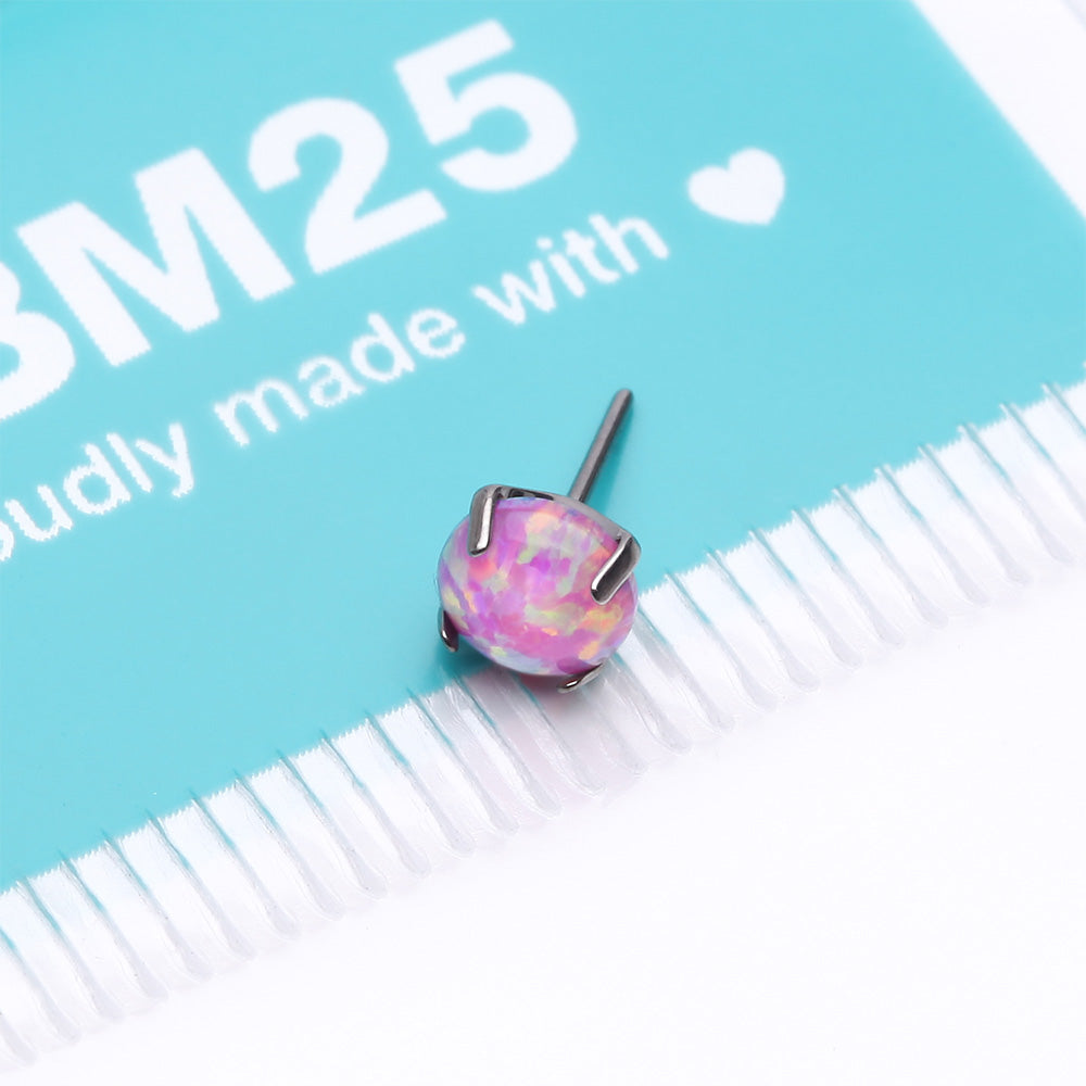 Detail View 3 of Implant Grade Titanium OneFit Threadless Prong Set Fire Opal Top Part-Pink Opal