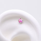 Detail View 1 of Implant Grade Titanium OneFit Threadless Prong Set Fire Opal Top Part-Pink Opal