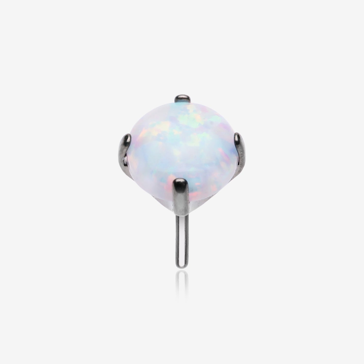 Implant Grade Titanium OneFit Threadless Prong Set Fire Opal Top Part-White Opal