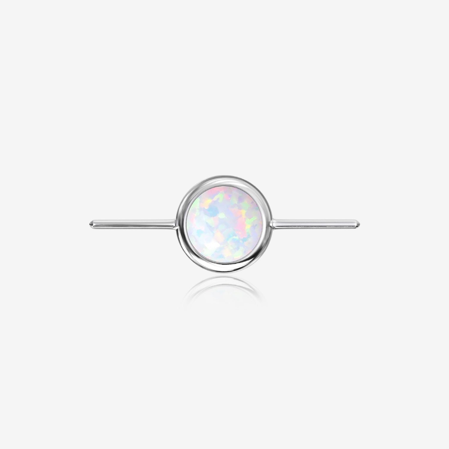 Implant Grade Titanium OneFit Threadless Bezel Set Fire Opal Connector Bridge Part-White Opal