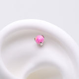 Detail View 1 of Implant Grade Titanium OneFit Threadless Fire Opal Ball Prong Set Top Part-Pink Opal