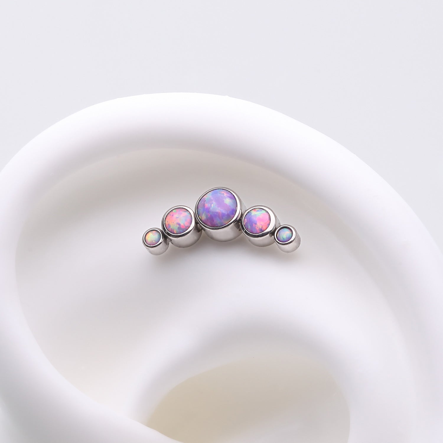 Detail View 1 of Implant Grade Titanium OneFit Threadless Journey Fire Opal Curve Top Part-Purple Opal