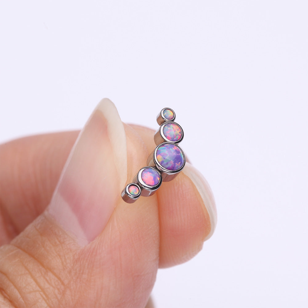 Detail View 2 of Implant Grade Titanium OneFit Threadless Journey Fire Opal Curve Top Part-Purple Opal