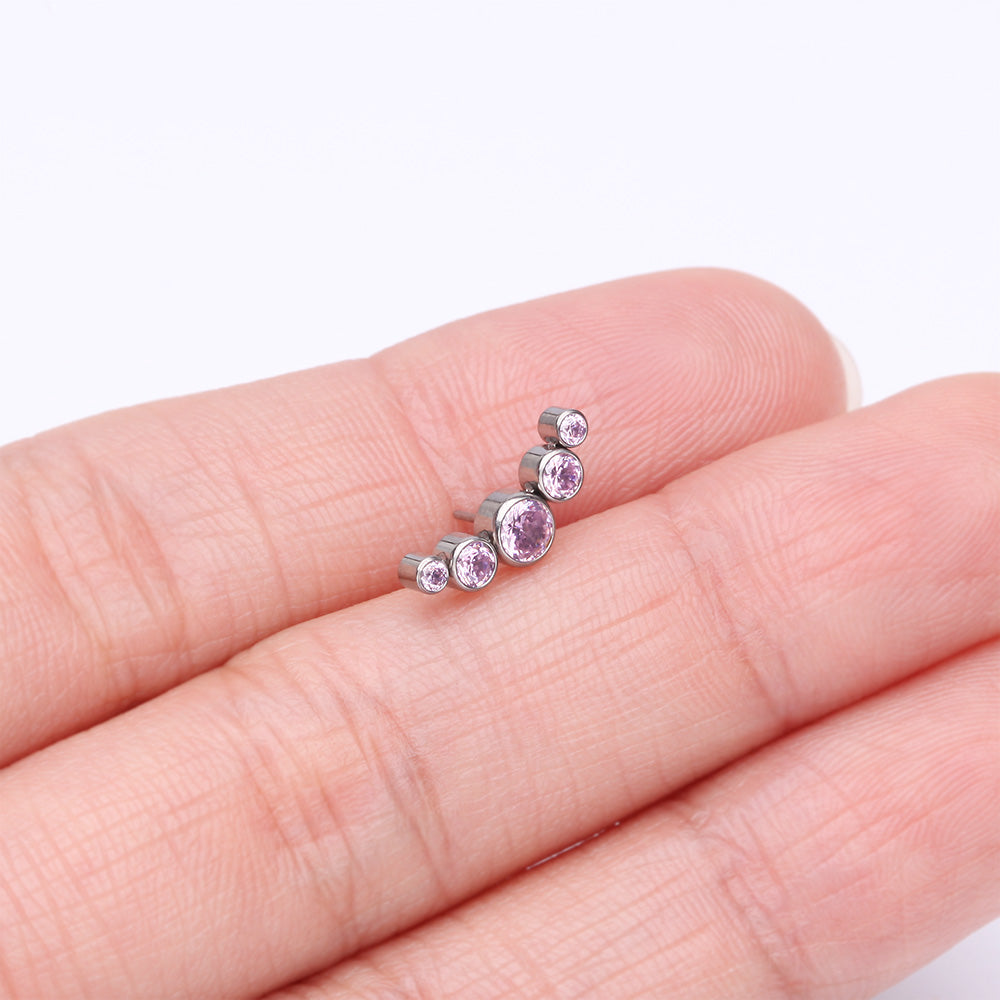 Detail View 2 of Implant Grade Titanium OneFit Threadless Journey Sparkle Curve Top Part-Pink