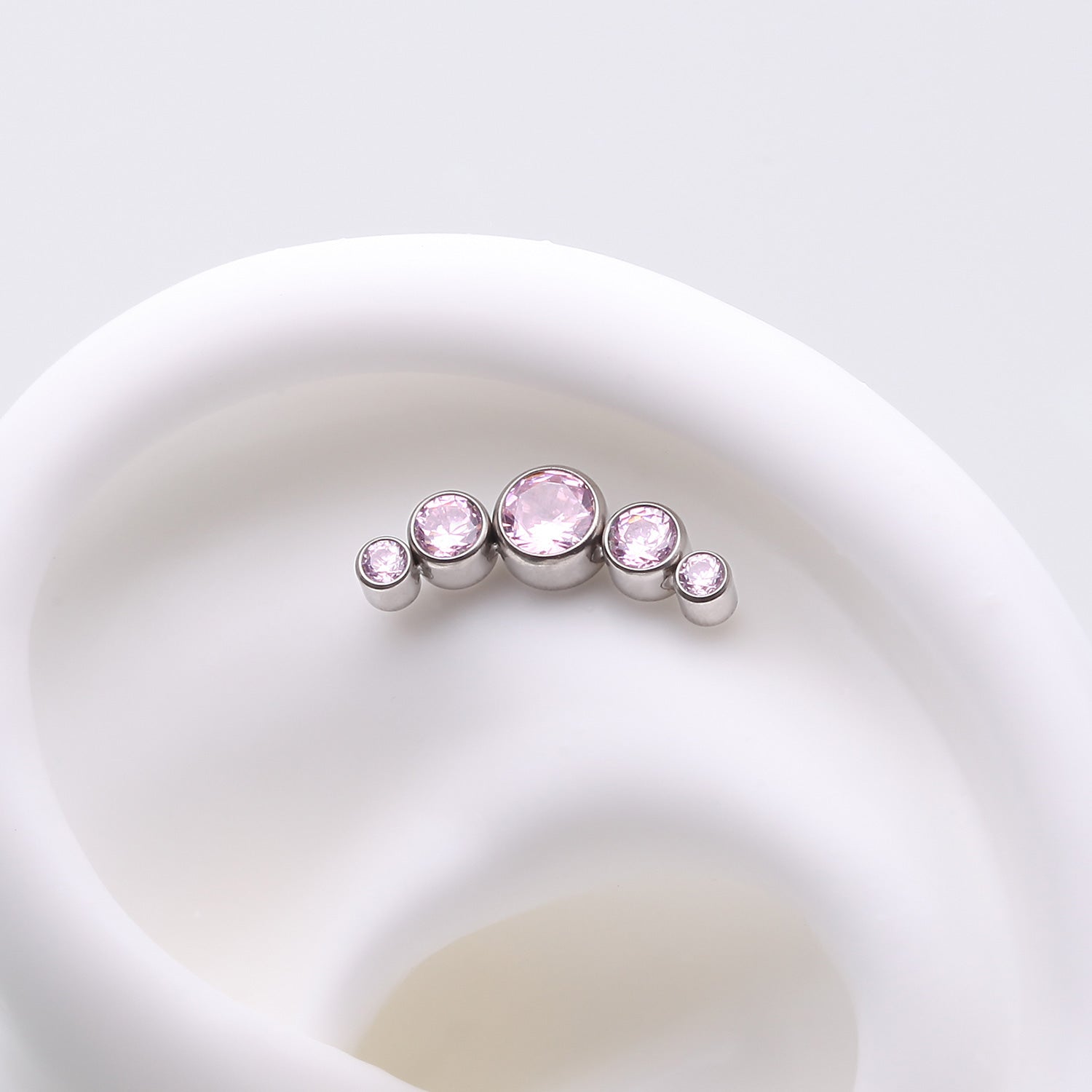 Detail View 1 of Implant Grade Titanium OneFit Threadless Journey Sparkle Curve Top Part-Pink