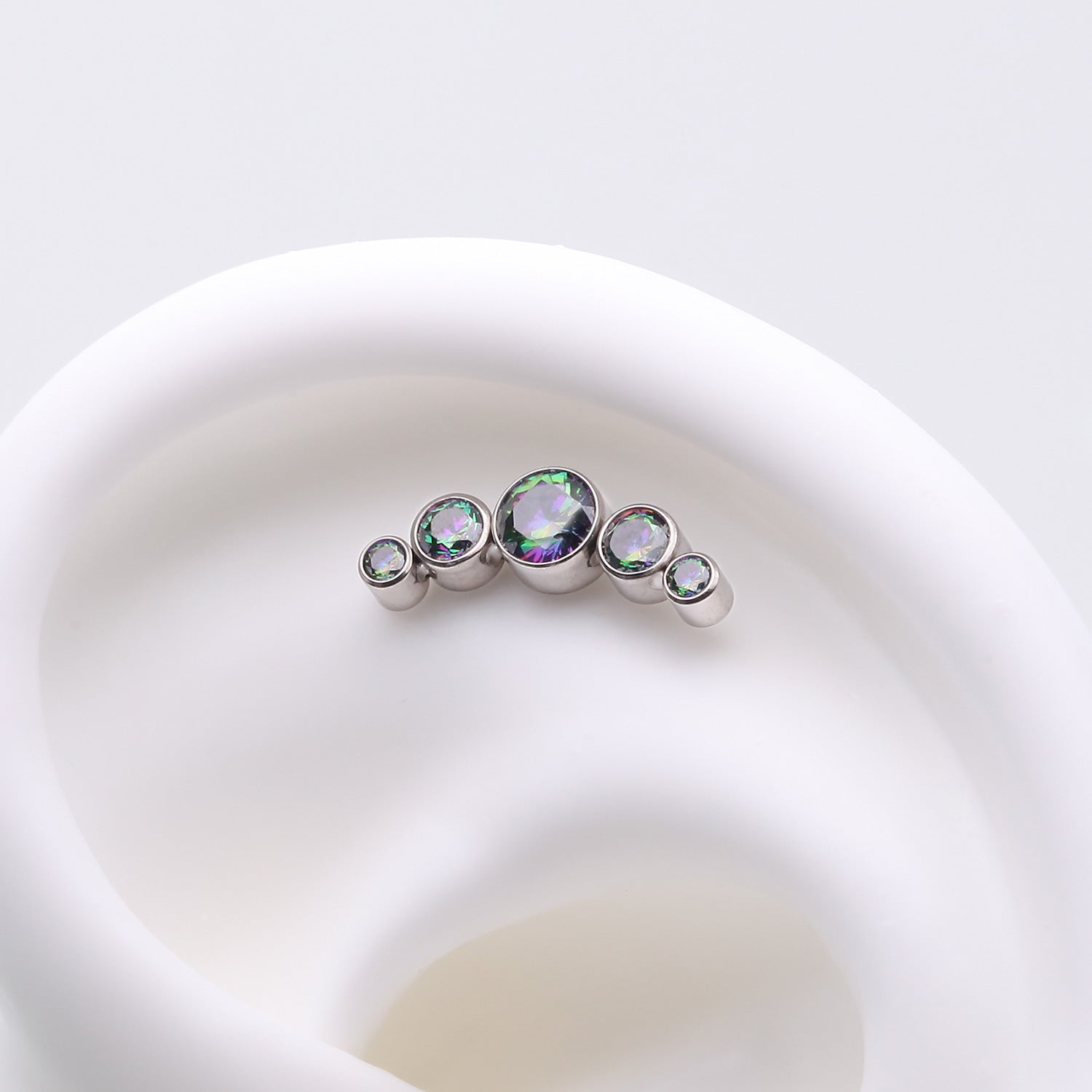 Detail View 1 of Implant Grade Titanium OneFit Threadless Journey Sparkle Curve Top Part-Vitrail Medium