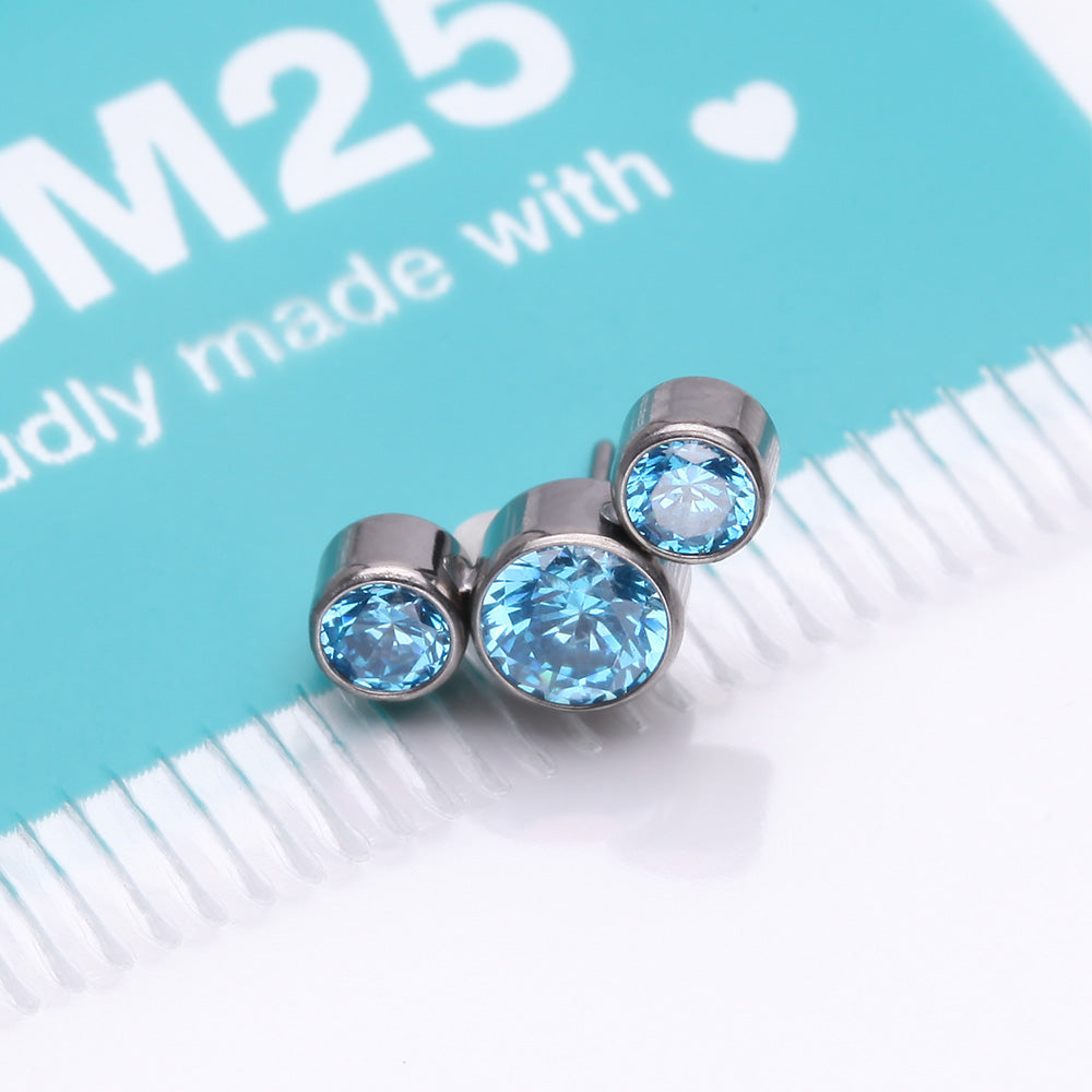 Detail View 3 of Implant Grade Titanium OneFit Threadless Journey Sparkle Trio Top Part-Aqua