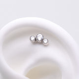 Detail View 1 of Implant Grade Titanium OneFit Threadless Journey Sparkle Trio Top Part-Clear Gem