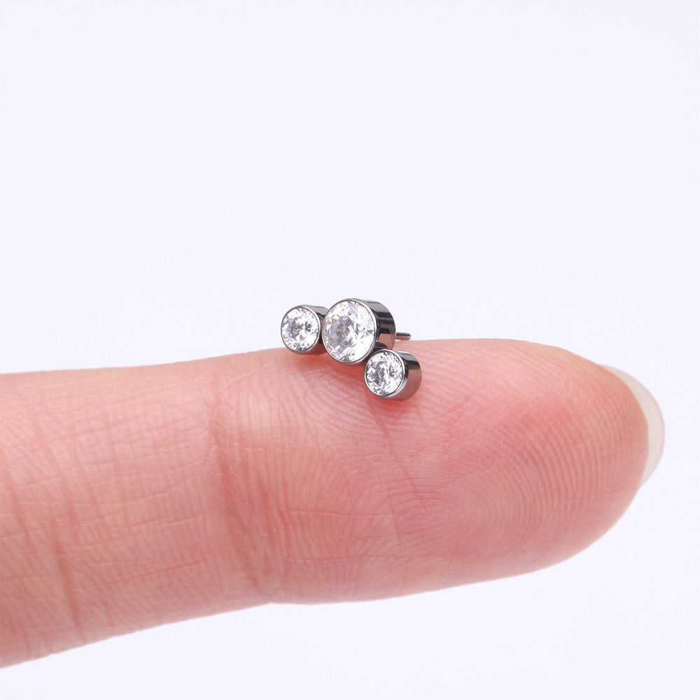 Detail View 2 of Implant Grade Titanium OneFit Threadless Journey Sparkle Trio Top Part-Clear Gem