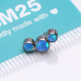 Detail View 3 of Implant Grade Titanium OneFit Threadless Journey Fire Opal Trio Top Part-Blue Opal