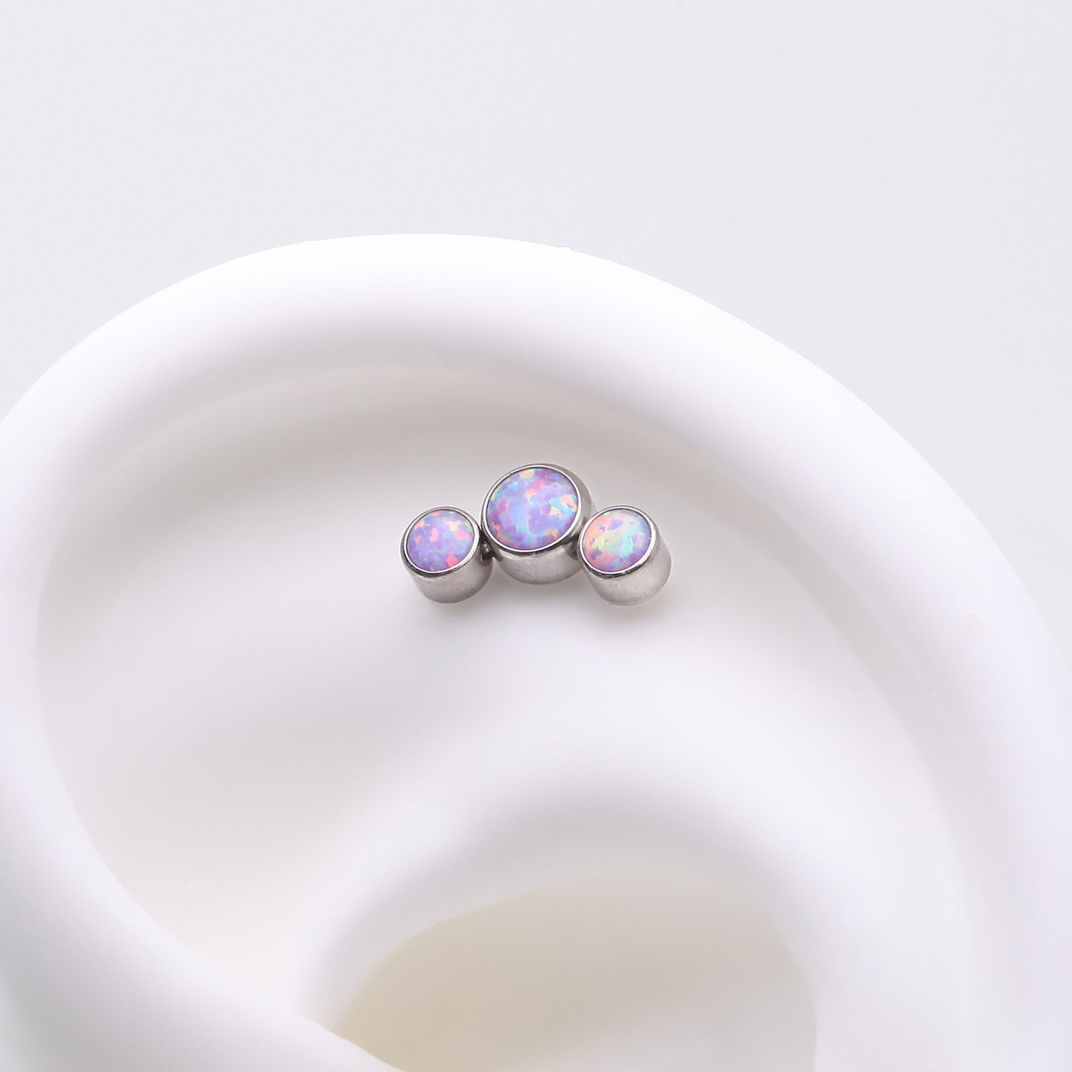 Detail View 1 of Implant Grade Titanium OneFit Threadless Journey Fire Opal Trio Top Part-Purple Opal