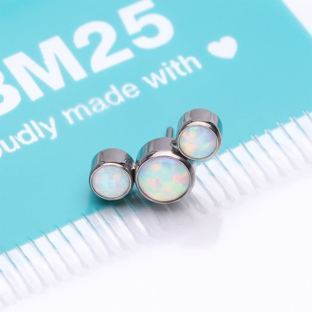 Detail View 3 of Implant Grade Titanium OneFit Threadless Journey Fire Opal Trio Top Part-White Opal