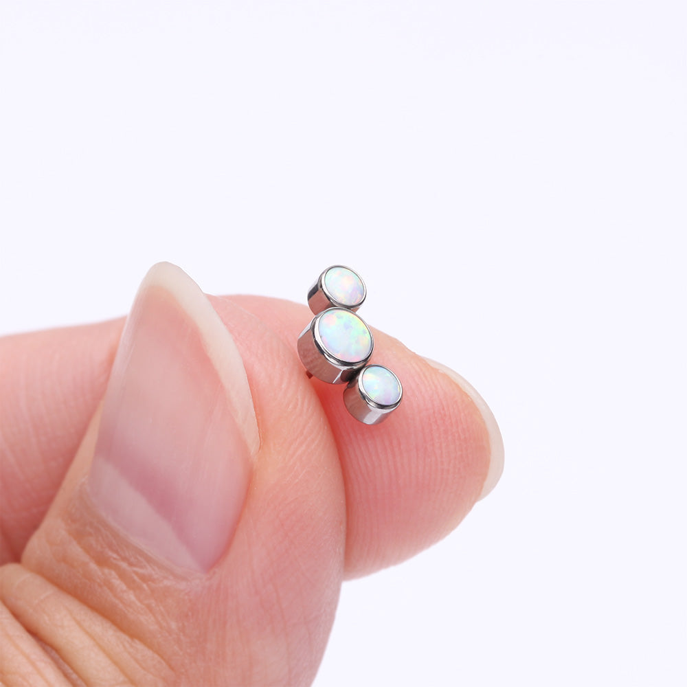 Detail View 2 of Implant Grade Titanium OneFit Threadless Journey Fire Opal Trio Top Part-White Opal