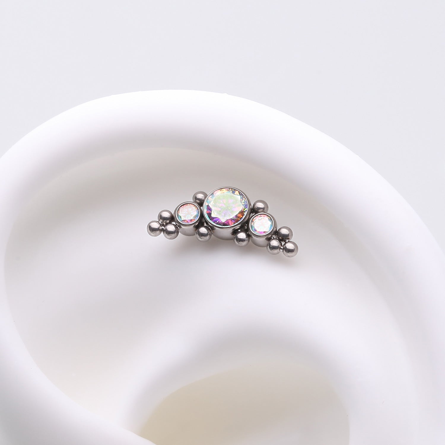 Detail View 1 of Implant Grade Titanium OneFit Threadless Sparkle Arc Bali Beads Top Part-Aurora Borealis