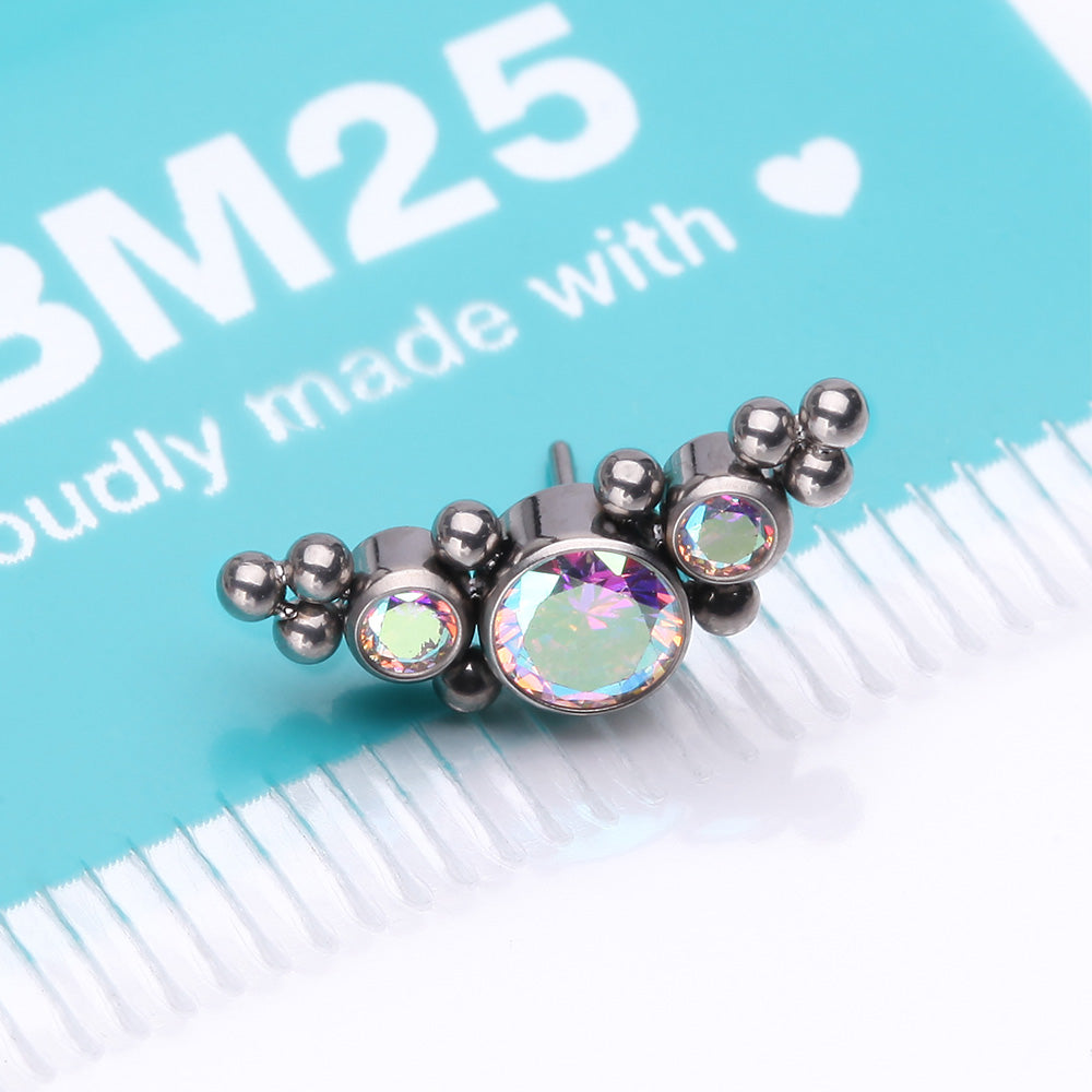 Detail View 3 of Implant Grade Titanium OneFit Threadless Sparkle Arc Bali Beads Top Part-Aurora Borealis
