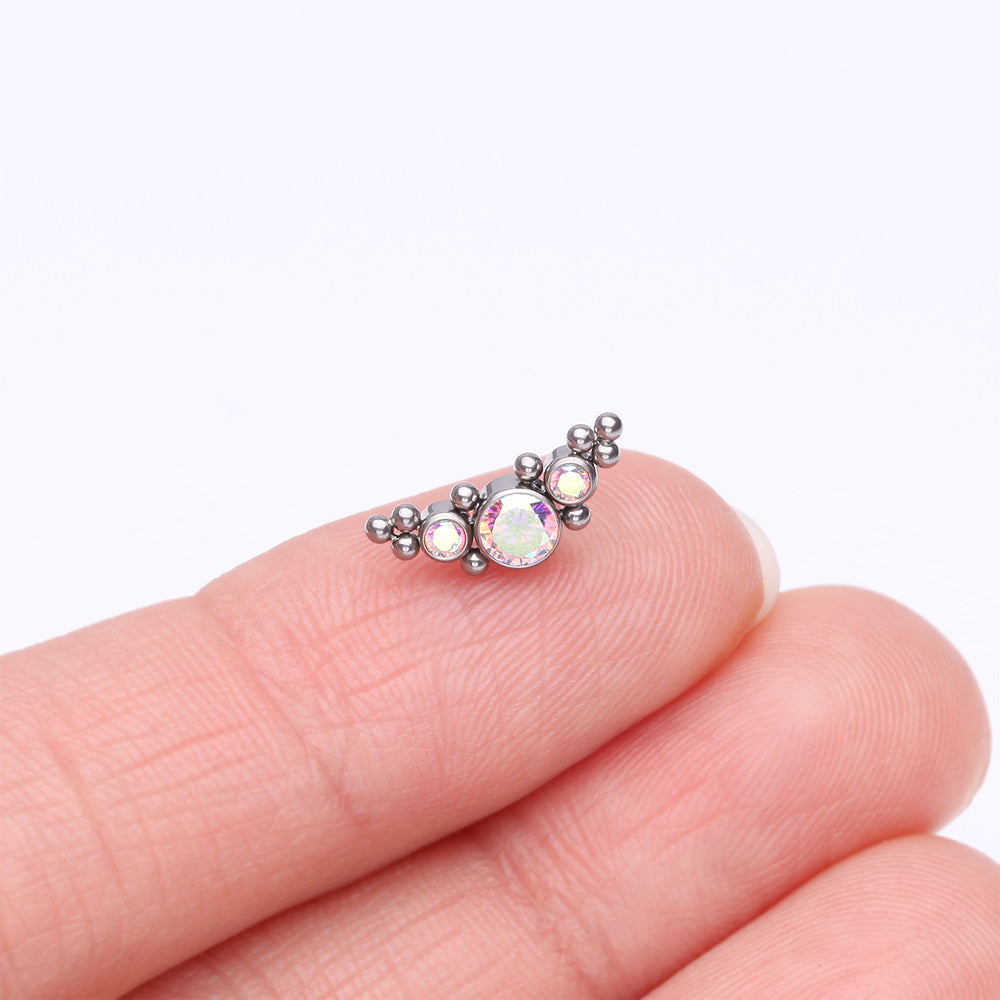 Detail View 2 of Implant Grade Titanium OneFit Threadless Sparkle Arc Bali Beads Top Part-Aurora Borealis