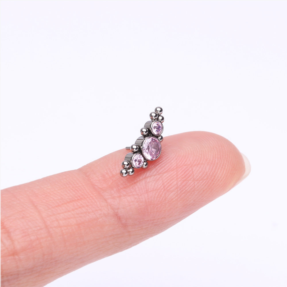 Detail View 2 of Implant Grade Titanium OneFit Threadless Sparkle Arc Bali Beads Top Part-Pink