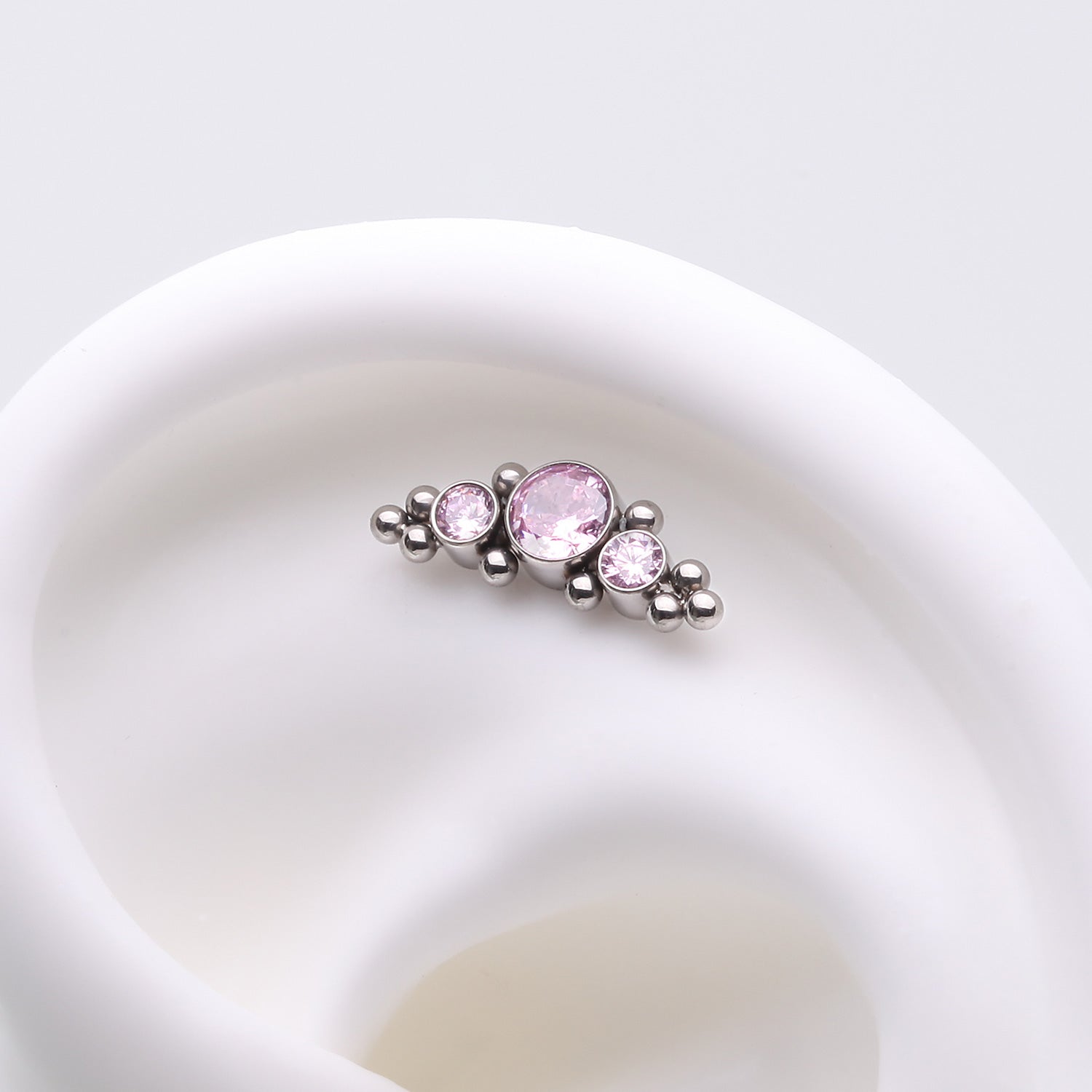 Detail View 1 of Implant Grade Titanium OneFit Threadless Sparkle Arc Bali Beads Top Part-Pink
