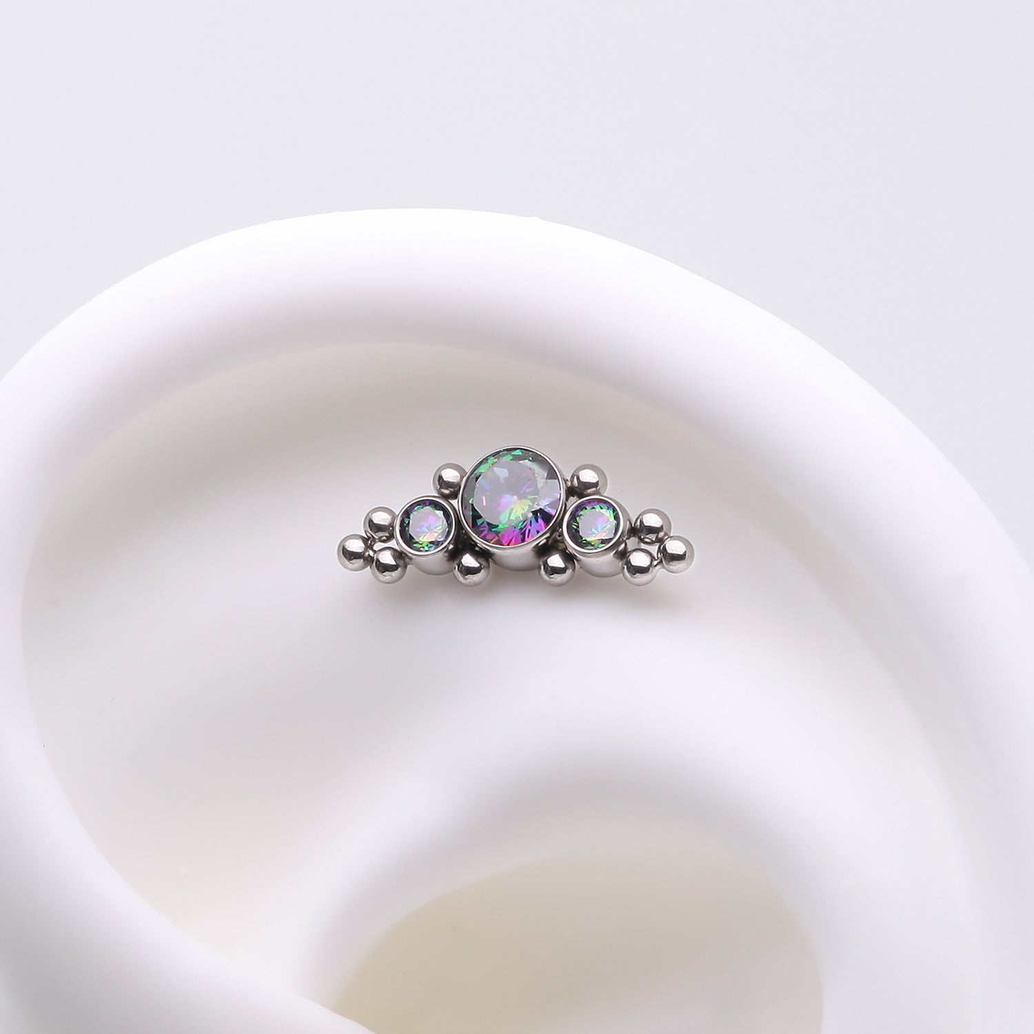 Detail View 1 of Implant Grade Titanium OneFit Threadless Sparkle Arc Bali Beads Top Part-Vitrail Medium
