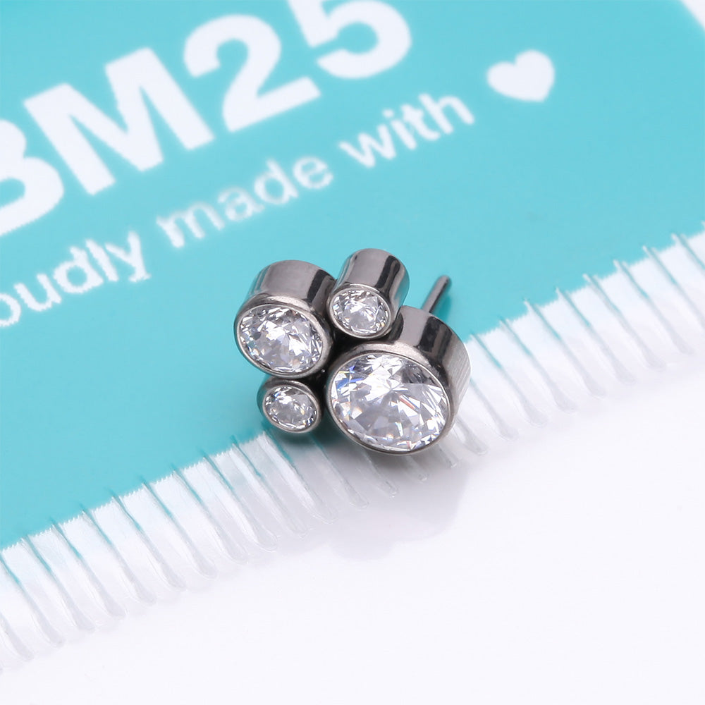 Detail View 3 of Implant Grade Titanium OneFit Threadless Bali Bauble Sparkle Top Part-Clear Gem