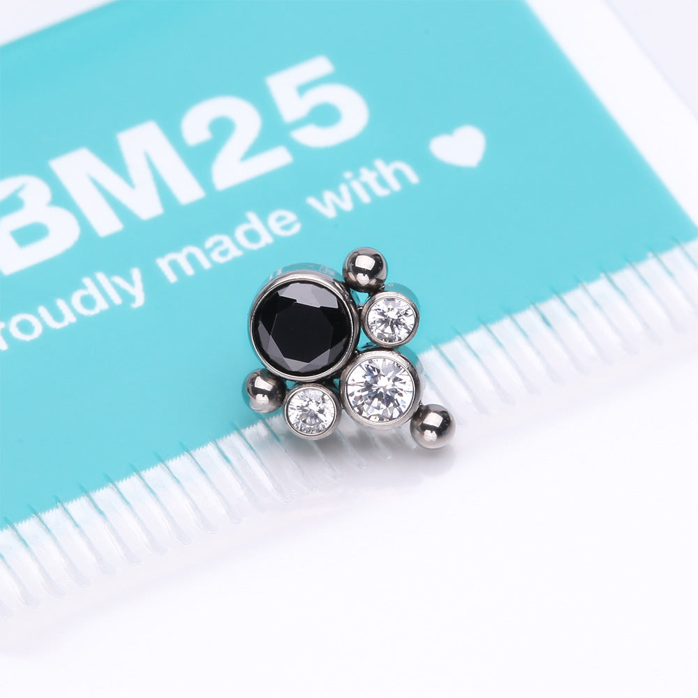 Detail View 3 of Implant Grade Titanium OneFit Threadless Bali Beaded Essence Sparkle Top Part-Black/Clear Gem