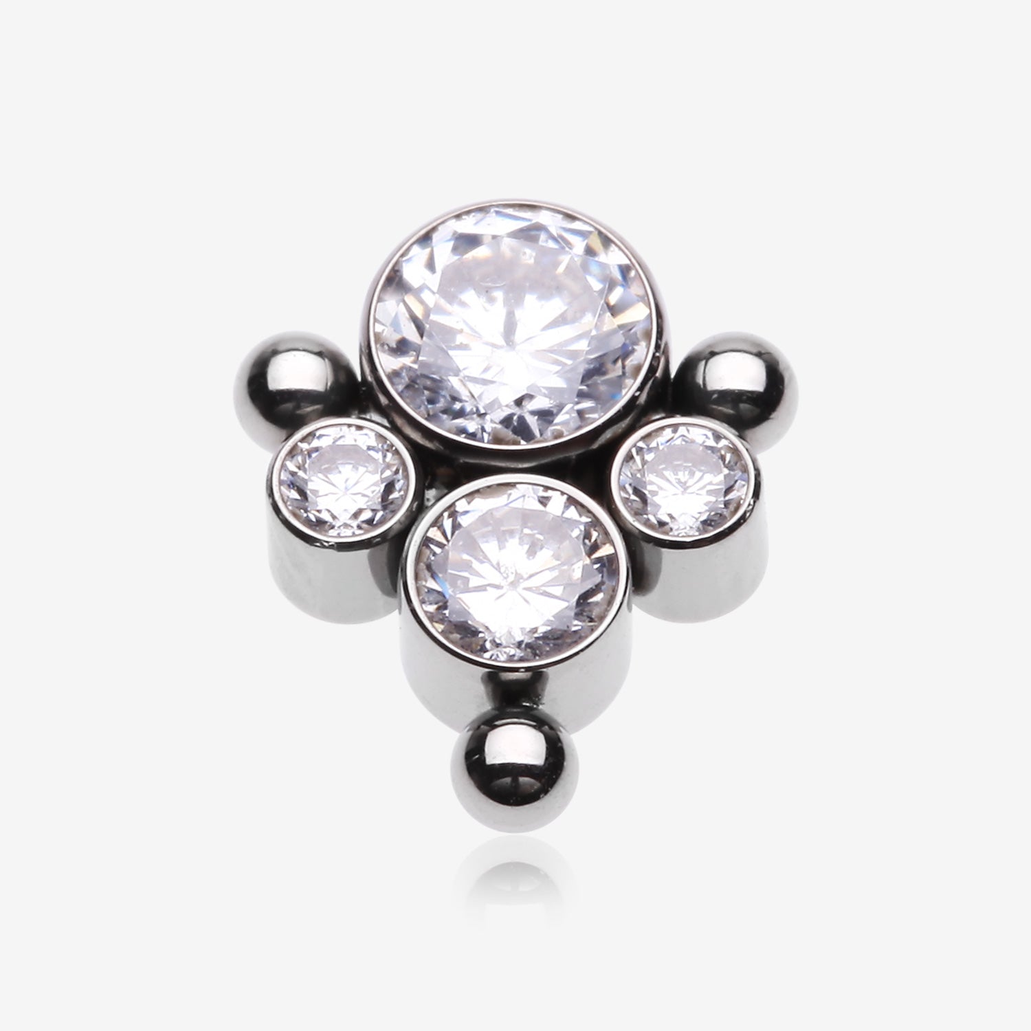 Implant Grade Titanium OneFit Threadless Bali Beaded Essence Sparkle Top Part-Clear Gem