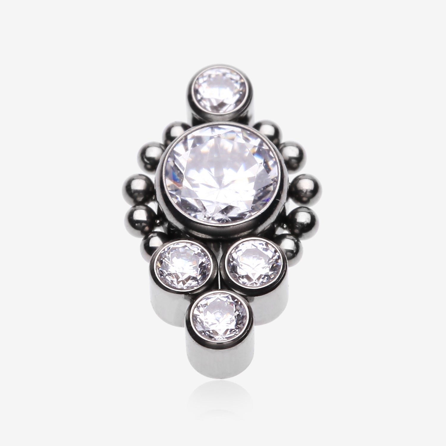 Implant Grade Titanium OneFit Threadless Bali Beaded Monarch Sparkle Top Part-Clear Gem