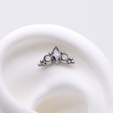 Detail View 1 of Implant Grade Titanium OneFit Threadless Marquise Sparkle Bali Beads Arc Top Part-Vitrail Medium