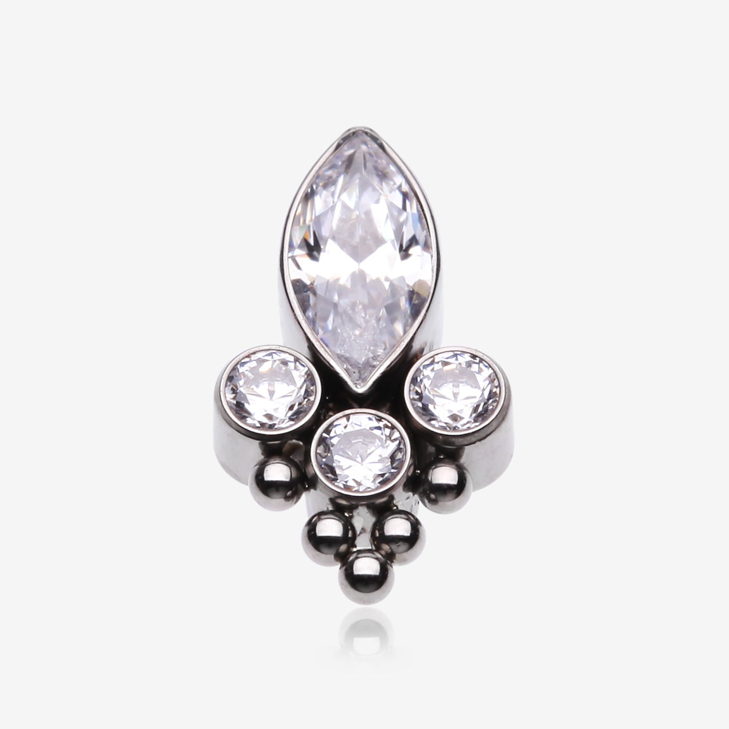 Implant Grade Titanium OneFit Threadless Bali Marquise Monarch Sparkle Top Part-Clear Gem