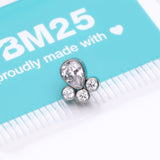 Detail View 3 of Implant Grade Titanium OneFit Threadless Regal Teardrop Multi-Gem Sparkle Top Part-Clear Gem