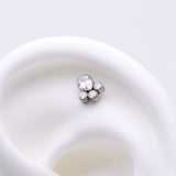 Detail View 1 of Implant Grade Titanium OneFit Threadless Regal Teardrop Multi-Gem Sparkle Top Part-Clear Gem
