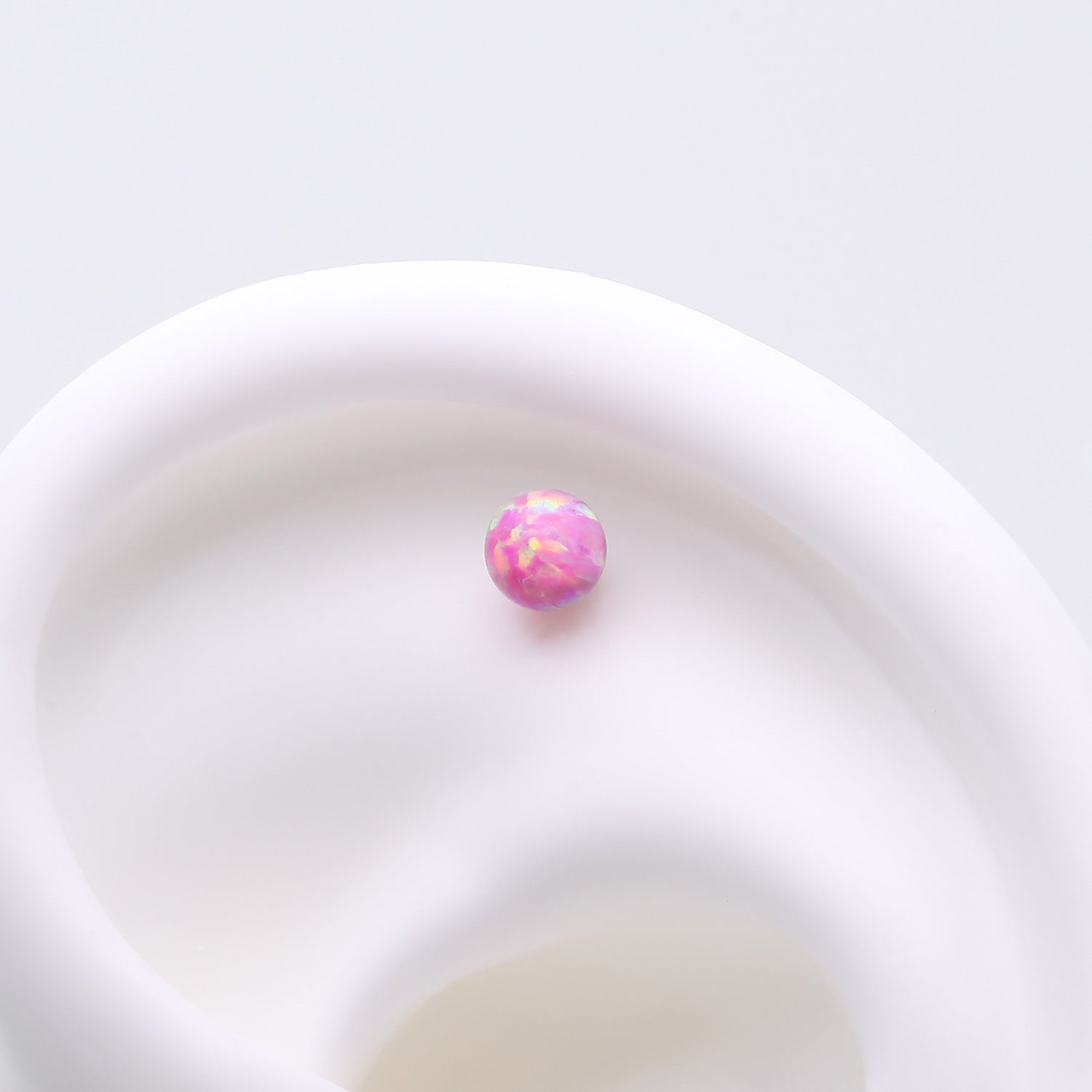 Detail View 1 of Implant Grade Titanium OneFit Threadless Fire Opal Ball Top Part-Pink Opal