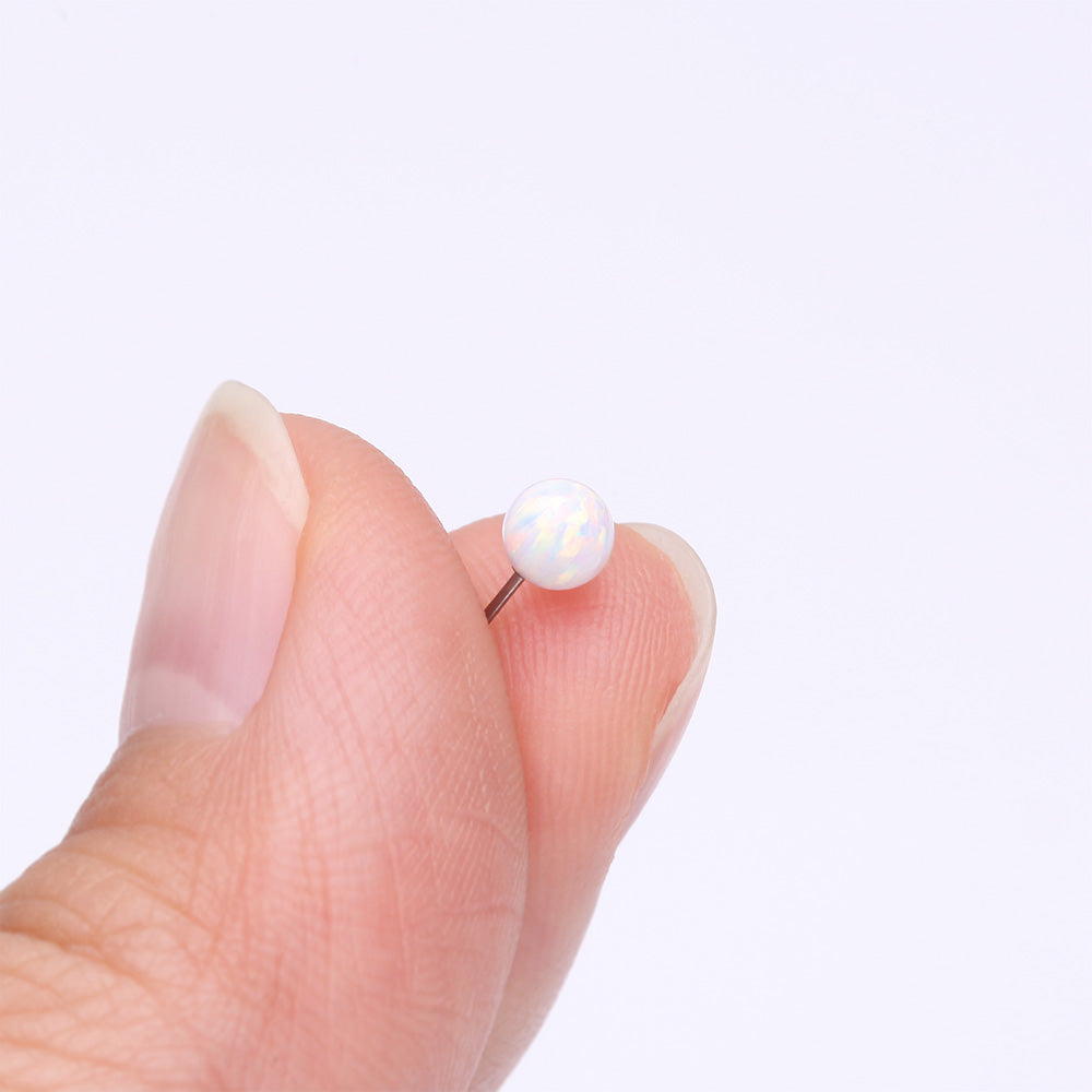 Detail View 2 of Implant Grade Titanium OneFit Threadless Fire Opal Ball Top Part-White Opal