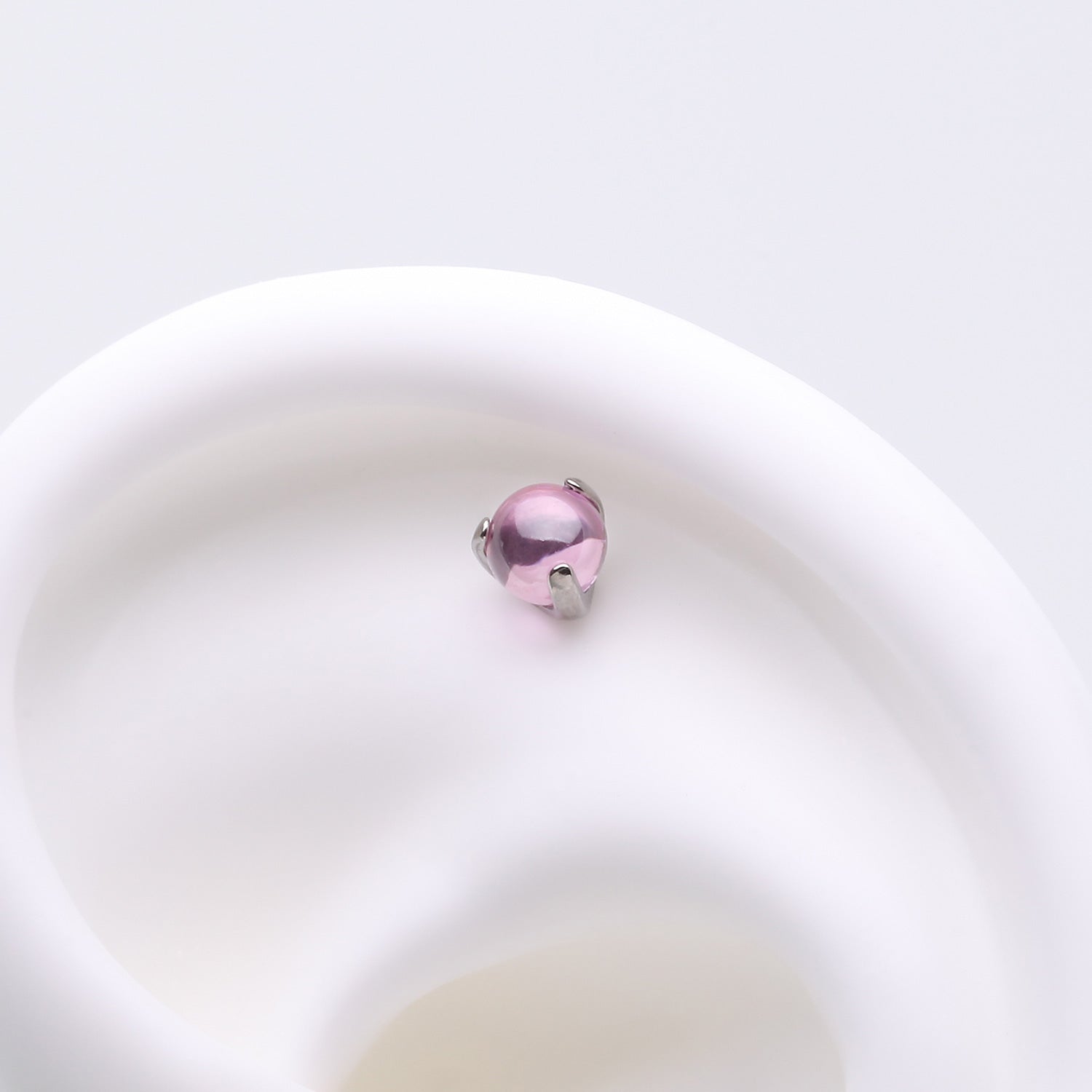 Detail View 1 of Implant Grade Titanium OneFit Threadless Prong Set Glass Ball Top Part-Pink