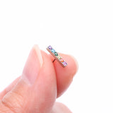 Detail View 2 of Implant Grade Titanium OneFit Threadless Rainbow Multi-Gem Sparkle Bar Top Part-Rainbow/Multi-Color