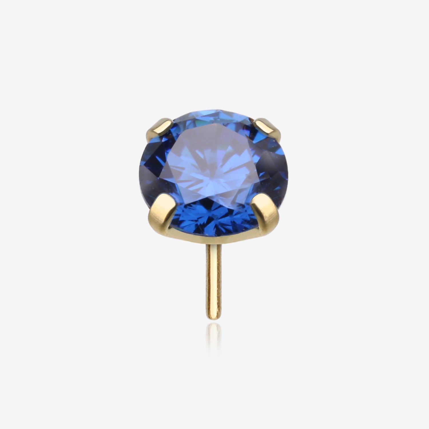 Pure24K Implant Grade Titanium OneFit Threadless Sapphire CZ Prong Set Birthstone Gem Top Part