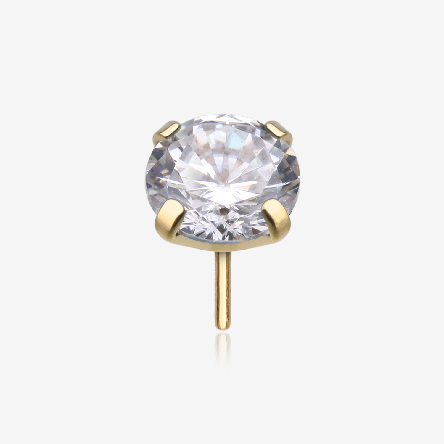 Pure24K Implant Grade Titanium OneFit Threadless Diamond CZ Prong Set Birthstone Gem Top Part