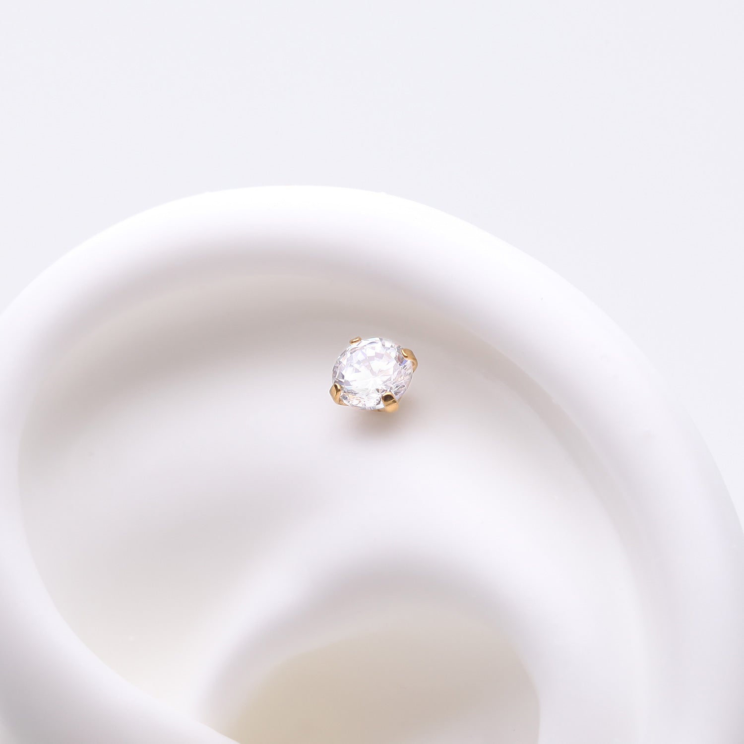 Detail View 1 of Pure24K Implant Grade Titanium OneFit Threadless Diamond CZ Prong Set Birthstone Gem Top Part
