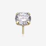 Pure24K Implant Grade Titanium OneFit Threadless Diamond CZ Prong Set Birthstone Gem Top Part